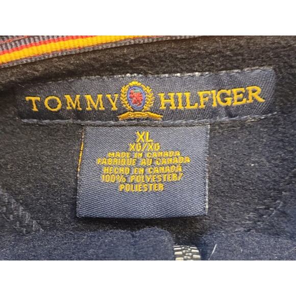 VTG 90s Tommy Hilfiger Men’s XL Navy Blue Full Zip Fleece Jacket Crest Logo - Picture 3 of 6